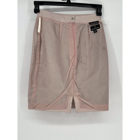 Vintage Bermans Pale Pink Leather Pencil Skirt Size 8 - Picture 5 of 8